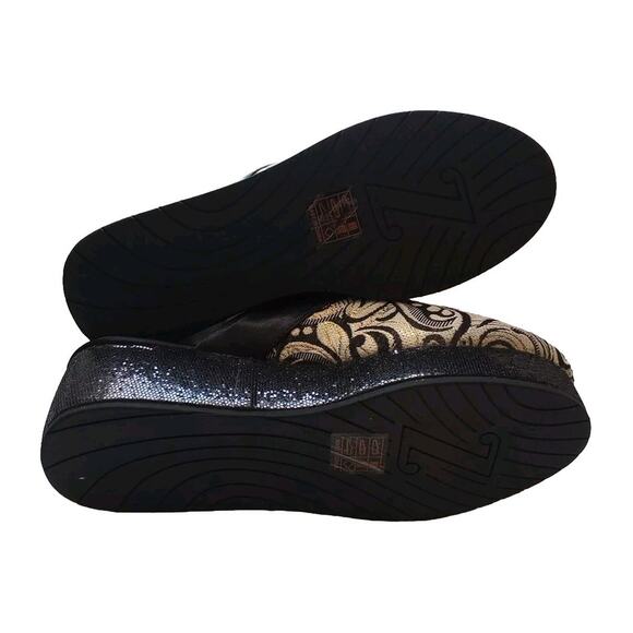 ZSA ZSA Women’s Slip On Shoes Luxury Slippers Black White Gold Size 7 holidays - Picture 2 of 6